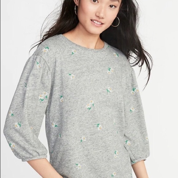 Old Navy Tops - Old Navy | Daisy Balloon Sleeve French Terry Top